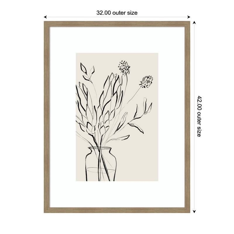 Kate and Laurel SB Protea Sketch No. 2 by Sara Berrenson Framed Wall Art Print