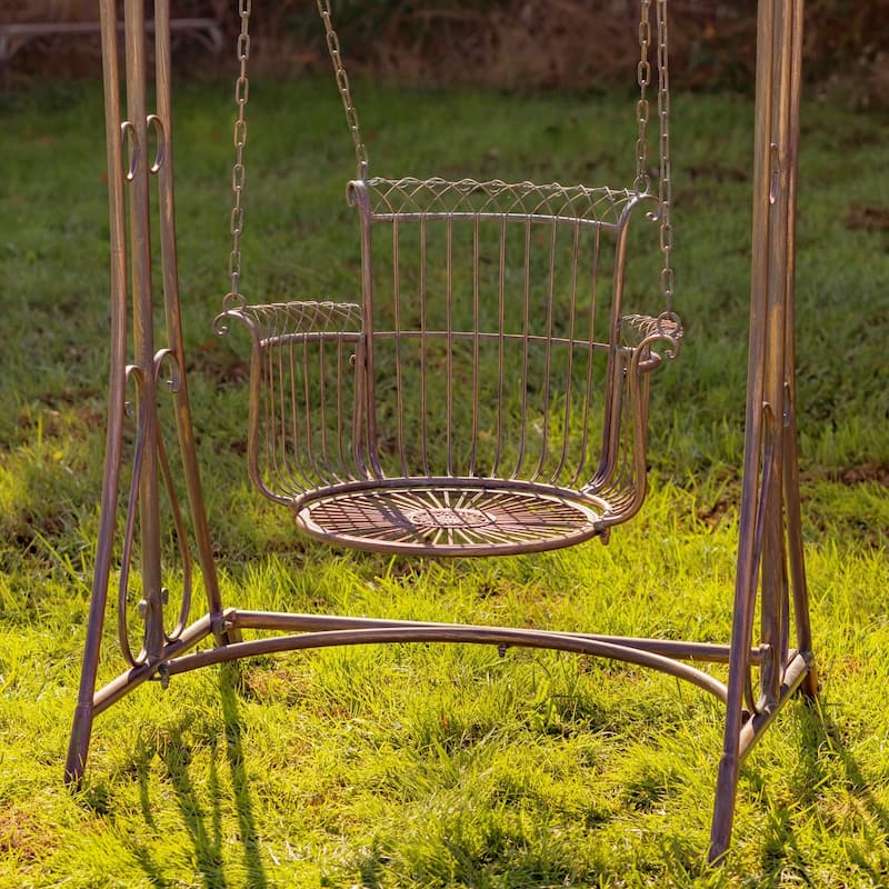 "Oasis" iron Garden Swing Chair in Antique Bronze - 42.9x35.4x78.74