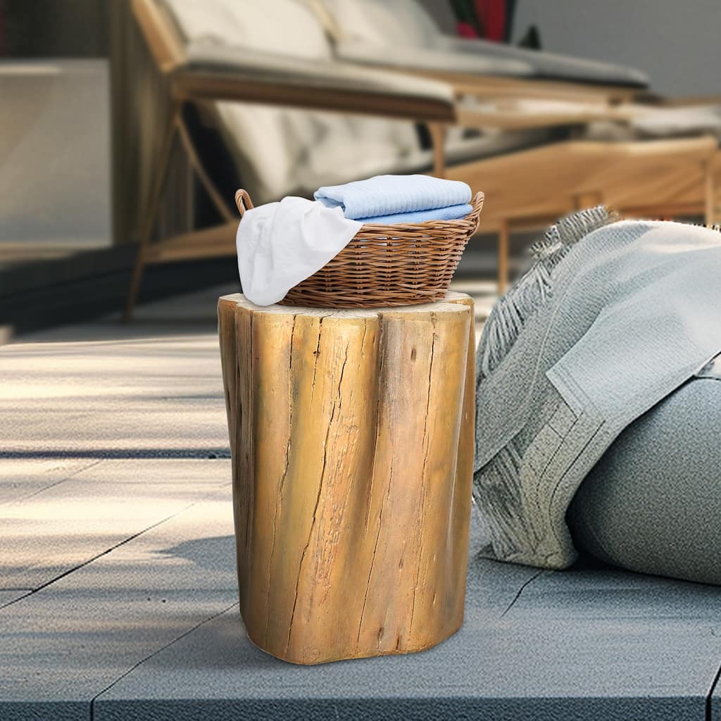 SunJet 17.9" H Replica Wood Tree Stump Outdoor Side Table Statue - 17.9'' H X 14.9'' D X 14.1'' W