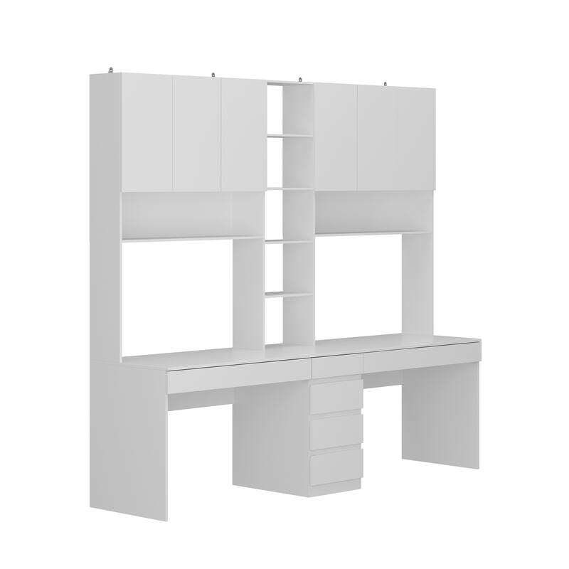 2-Seater Gaming and Work Desk with Shelving Functional Home Furniture