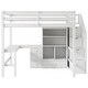 preview thumbnail 6 of 54, Twin/Full Size Loft Bed with Bulit-in L-Shaped Desk and 4 Drawers, Stairway Wooden Loft Bedframe with Open Storage Shelves