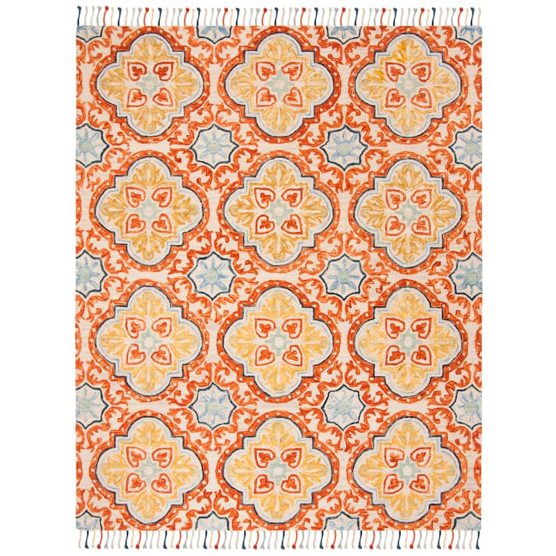 SAFAVIEH Handmade Aspen Misao Boho Tassel Wool Rug - 10' x 14' - Beige/Rust