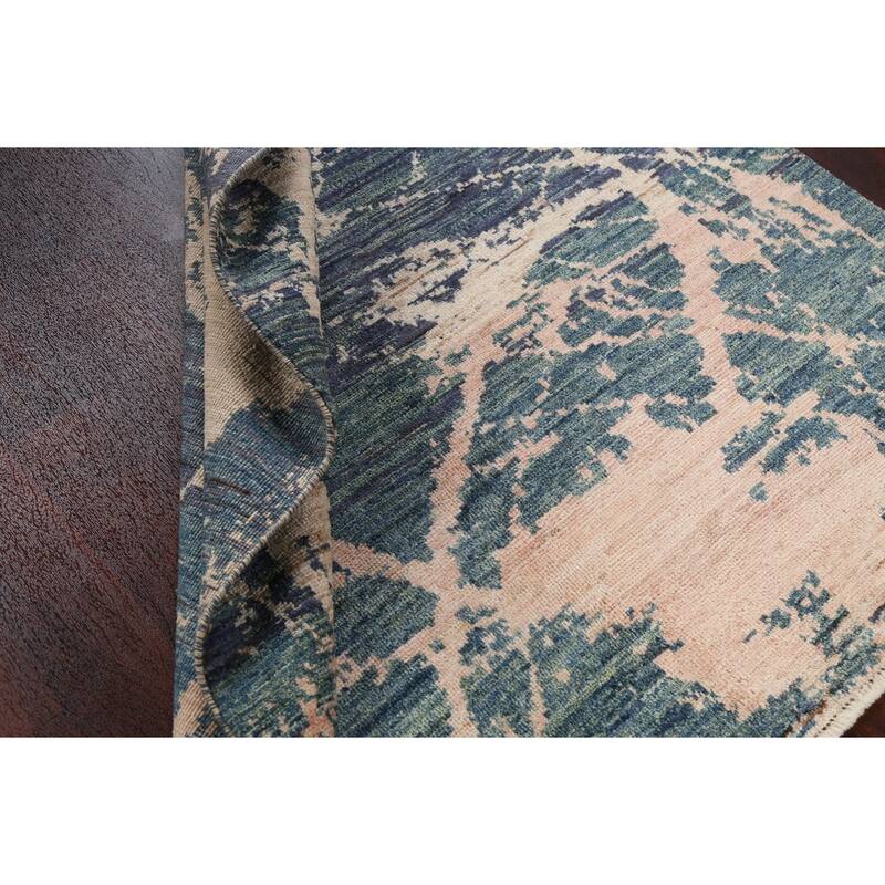 Contemporary Abstract Oriental Wool Area Rug Hand-knotted Foyer Carpet - 4'11" x 6'11"