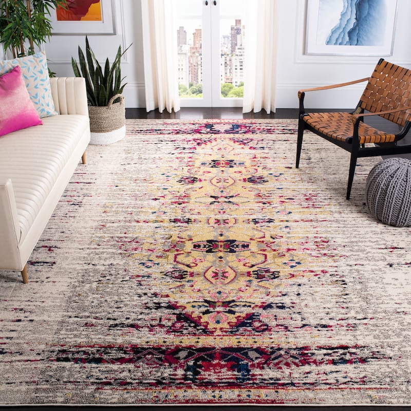 SAFAVIEH Monaco Iginia Distressed Boho Rug - 3' x 5' - Ivory/Pink