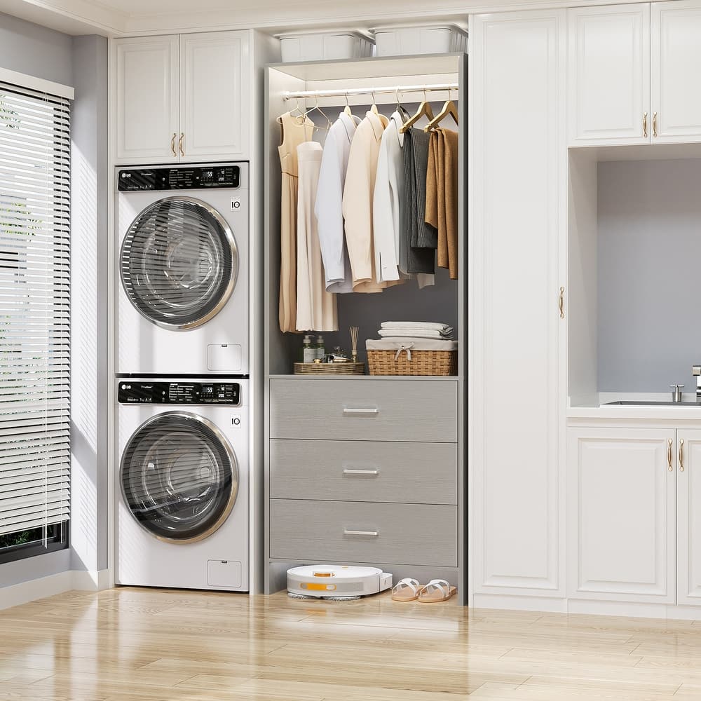 Cimly Freestanding Closet Sytem with Drawers, Closet Organizer Wardrobe for Walk-in and Reach-in Closet