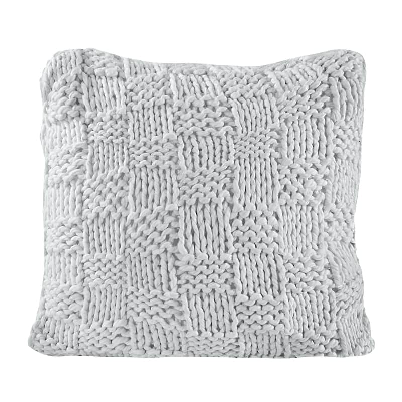 HiEnd Accents Chess Hand Knit Euro Sham, 27"x27" - Gray