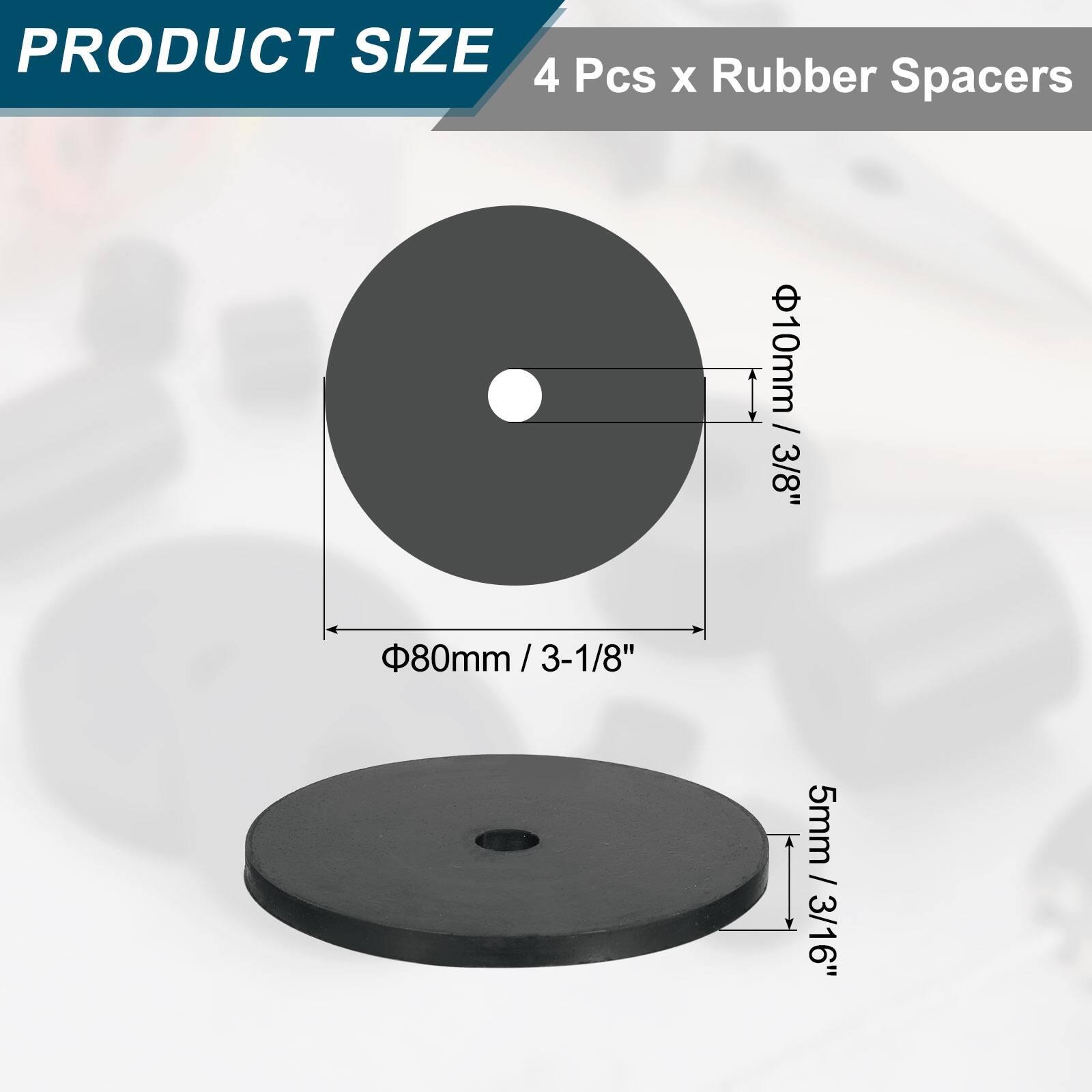Thick Rubber Spacer, Rubber Bushings Anti Vibration Flat Spacer Washers for Home Machinery - Black
