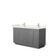 preview thumbnail 64 of 114, Miranda Double Vanity Set, Cultured Marble Top, No Mirror 60-Inch Double - Dark Gray, Gold Trim, Carrara Cultured Marble Top
