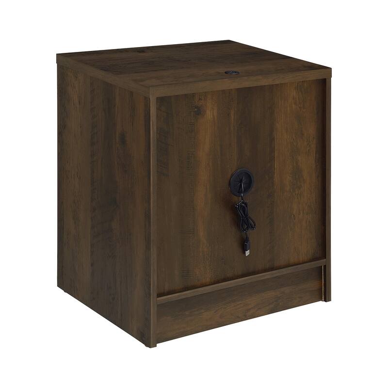 2 Drawers Wooden Nightstand with LED Lights and USB