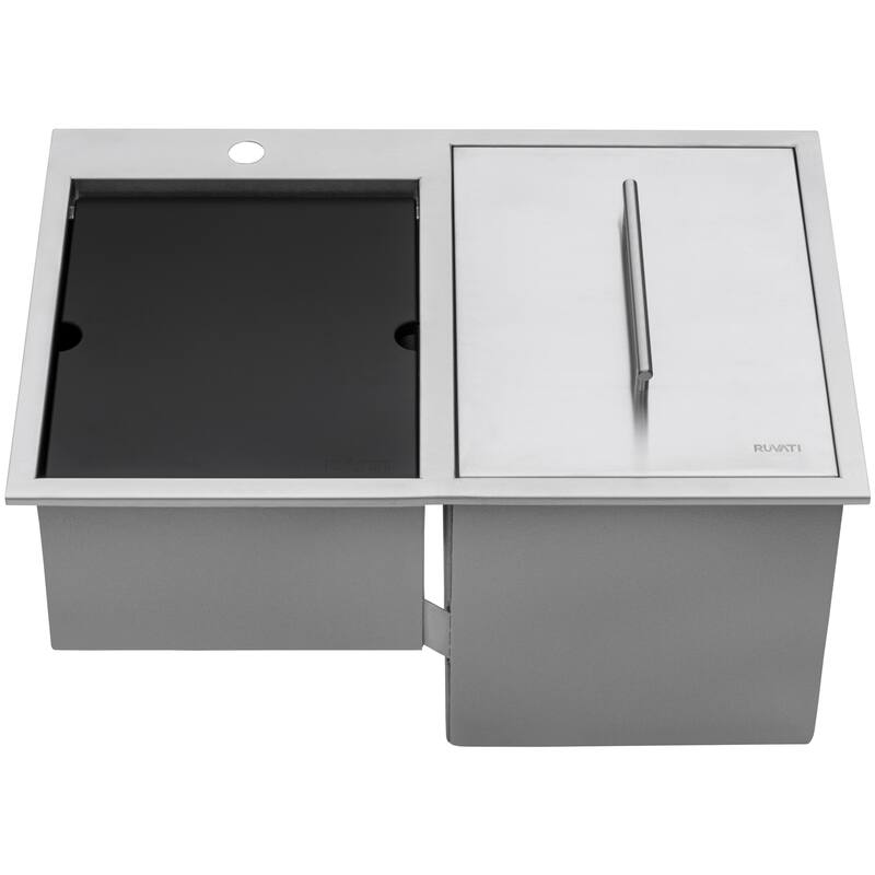 Ruvati Insulated Ice Chest and Outdoor Sink 29 x 20 inch BBQ Workstation Topmount T-316 Stainless Steel - RVQ6290