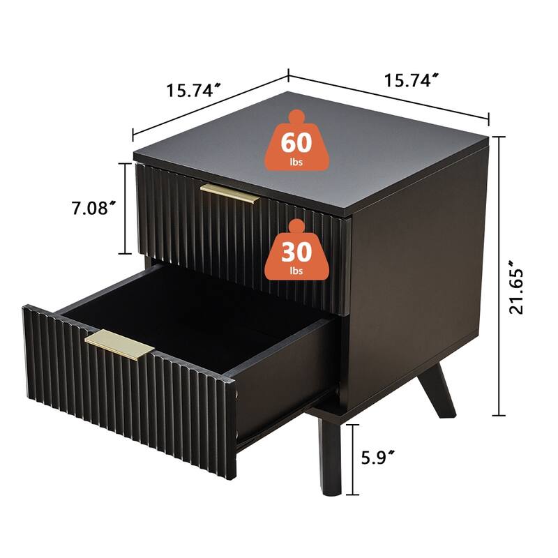 2-Drawer Wood Nightstand