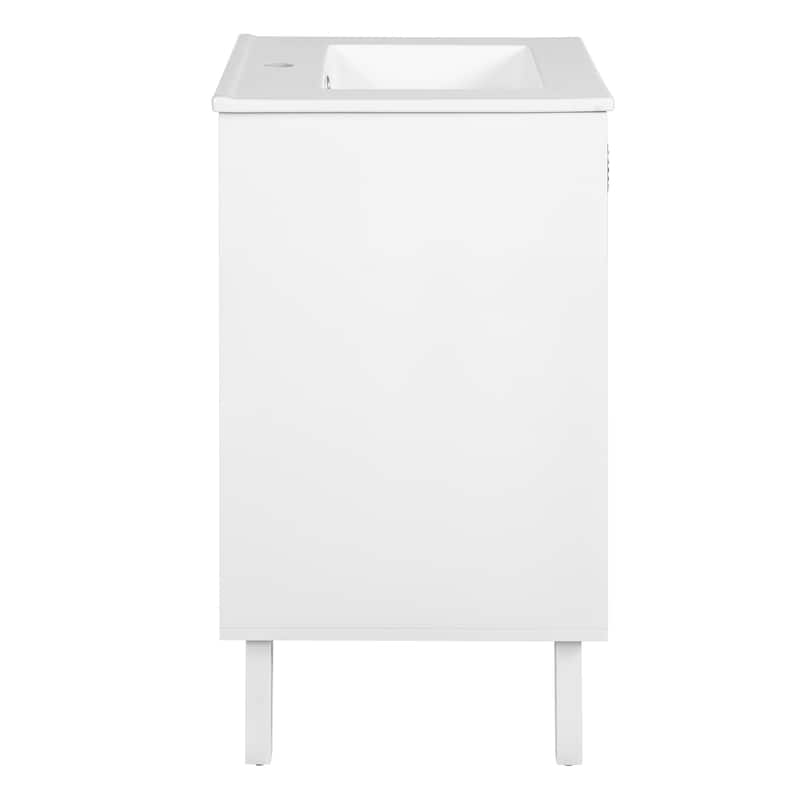 20'' Freestanding Bathroom Vanity with Single Integrated White Ceramic Sink - 20.3'' x 18.5'' x 33.9''