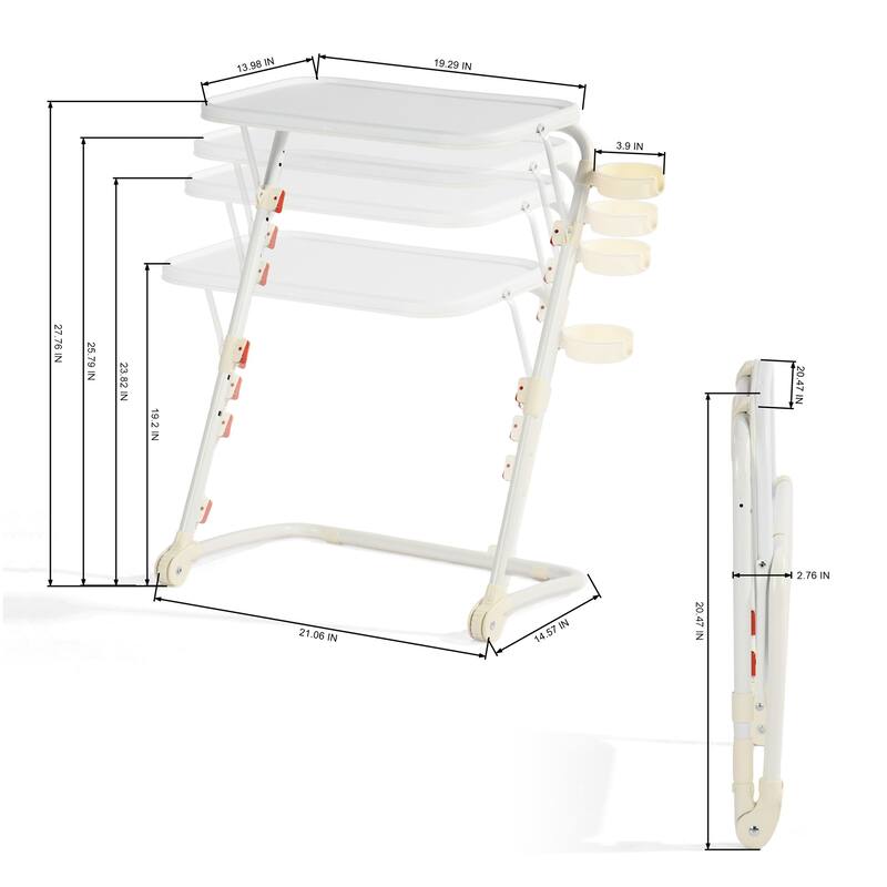 Homylin Adjustable Folding TV Tray Table with Cup Holder, Portable Snack & Laptop Table