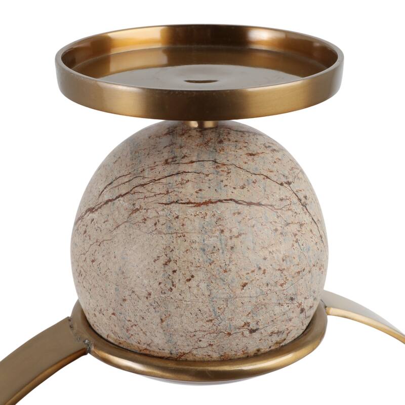 Candle Holder - Metal with Marble Sphere