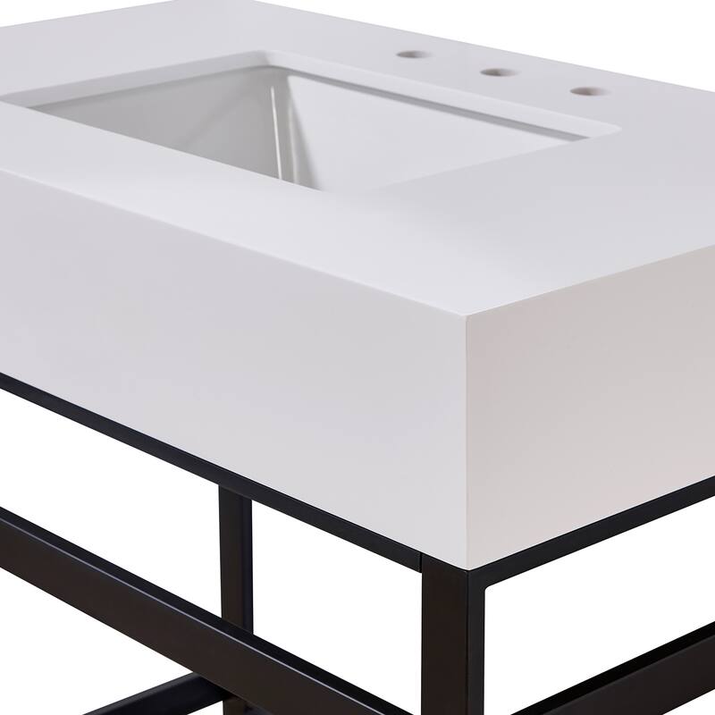 Altair Edolo Bathroom Vanity Countertop in Snow White Apron Finish Without Vanity