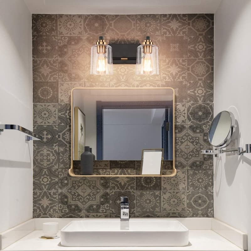 2 lights vanity light black fixtures light glass, metal wall light