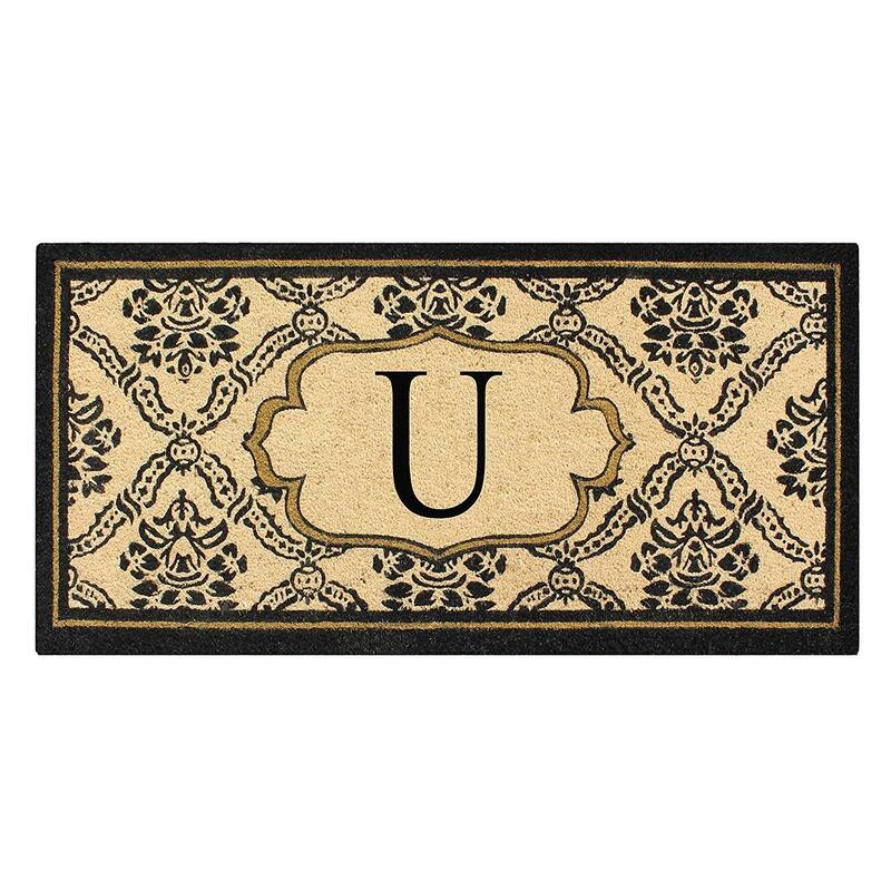 A1HC Uriel Treated Coir Monogrammed Entry Double Door Mat 30"x 60" - U