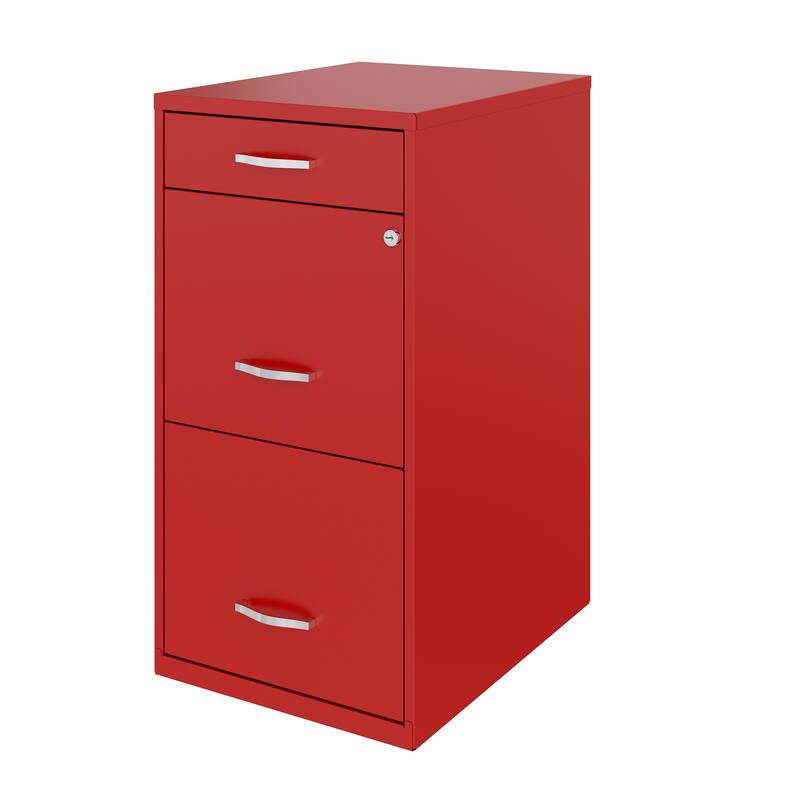 Space Solutions 18" Deep 3 Drawer Metal File Cabinet, Lava Red