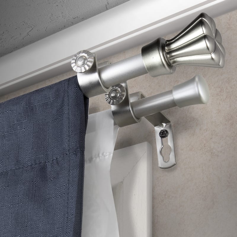 InStyleDesign Drais Double Curtain Rod 5/8-inch dia. - 28 to 48 inches - Satin Nickel