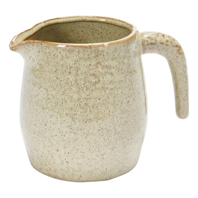 Stoneware Pitcher, Reactive Glaze, Matte Cream Color (Each One Will Vary)