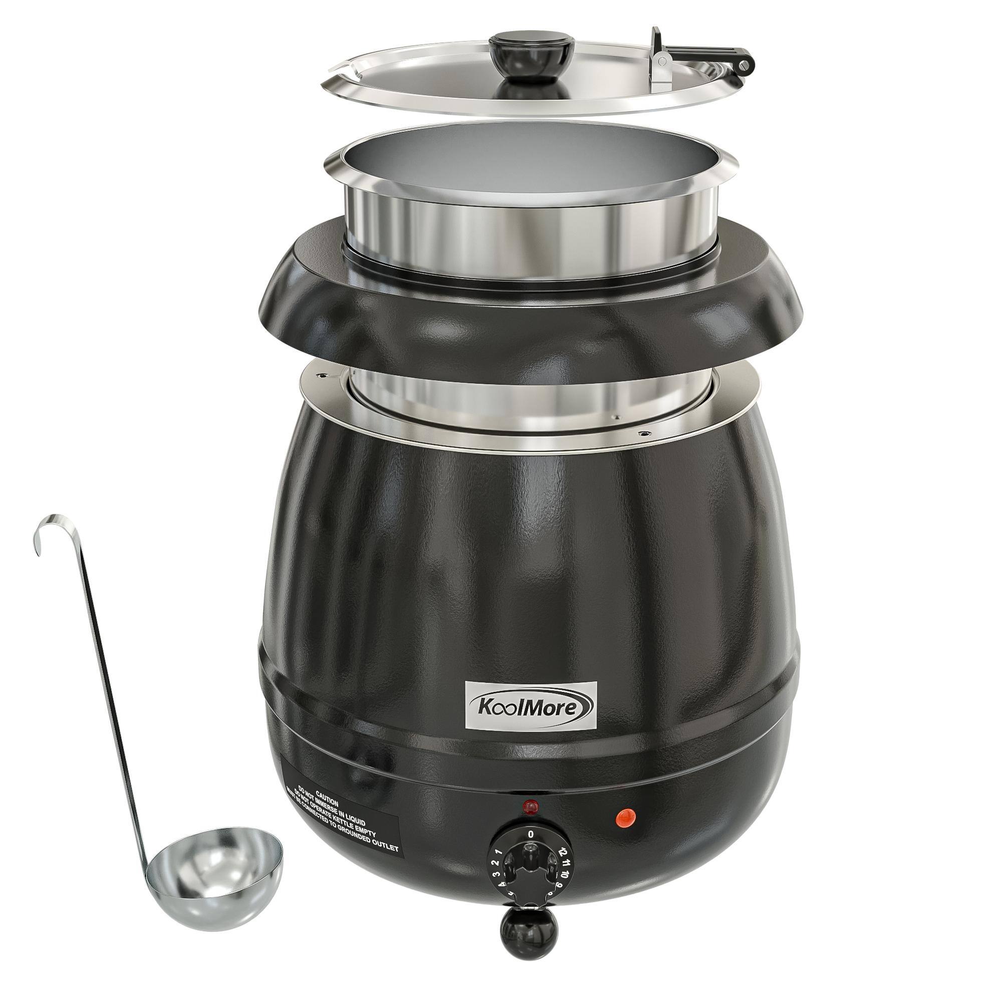 11.5 qt. Black Stainless Steel Commercial Soup Warmer and Removable