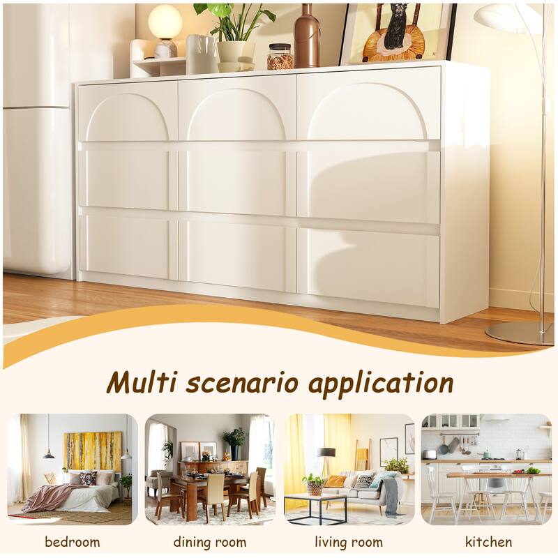 White 9-Drawer Dresser with Modern Design and Safety Features