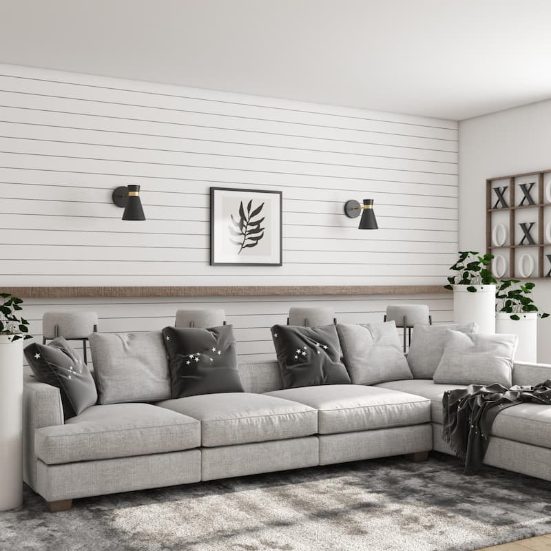 Prominence Home 2-Pack Battery-Operated LED Matte Black Wall Sconce with Brushed Gold Accents