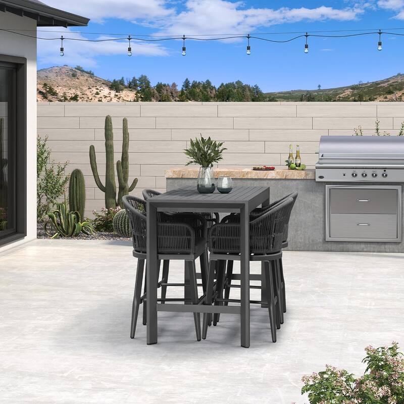 PURPLE LEAF Outdoor Counter Bar Stools Set of 4 Patio Aluminum Barstools with Back and Cushions Metal Modern Wicker Chairs