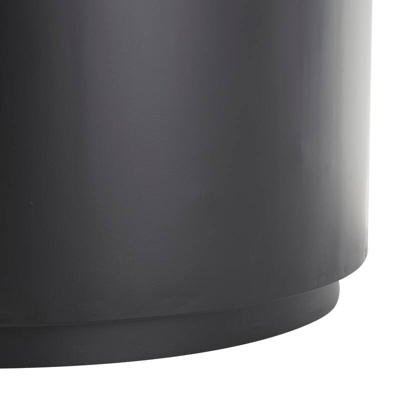 Black Metal Pedestal Coffee Table with Faux White Marble Top