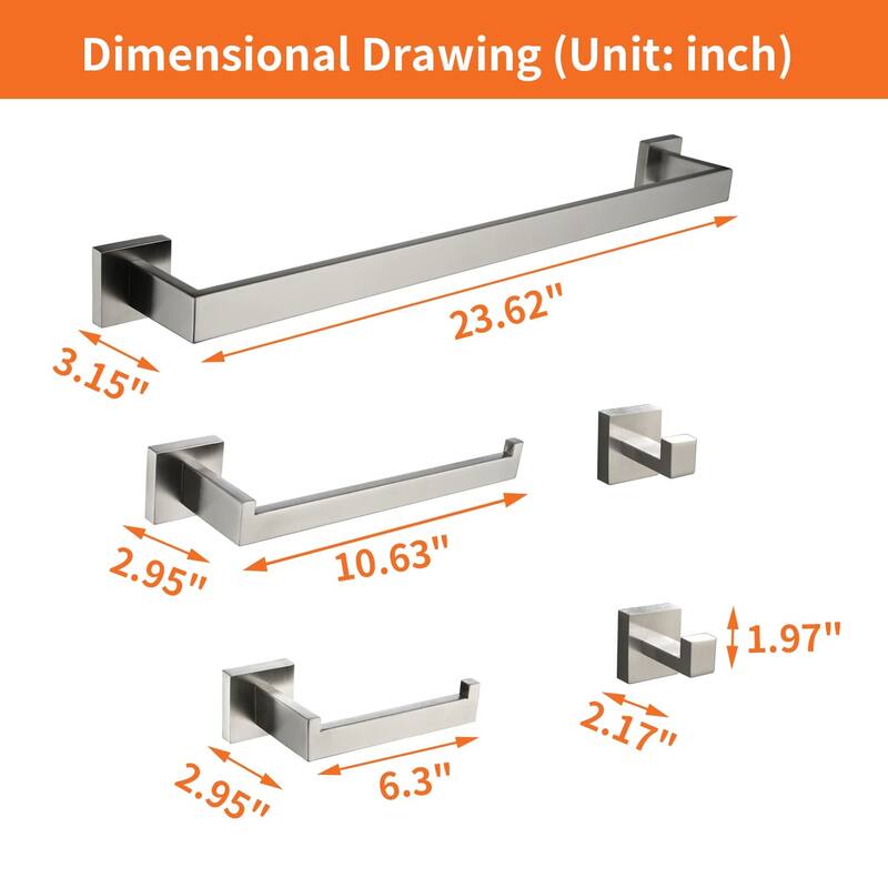 5 Piece Bathroom Hardware Set Wall Mount Bathroom Towel Holder Bar Set Bathroom Fixtures 304 Stainless Steel Bath Accessories