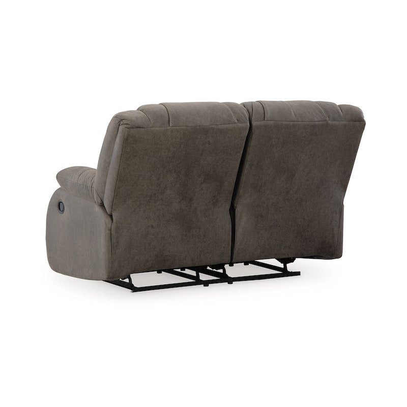 Perth Manual Reclining Loveseat, Foam, Slate Gray Faux Leather 61 Inch