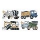 preview thumbnail 2 of 2, Construction Truck Collection Peel Stick Wall Decal Stickers Art Nursery Decor (Set of 4) -Grey Yellow Blue Green Transportation