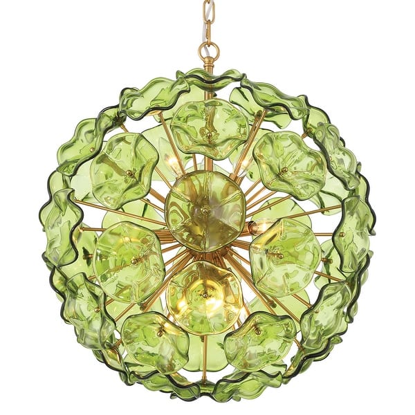 slide 2 of 11, Crystorama Lighting Group ESM-4006 Esme 9 Light 23" Wide Sputnik Green Glass