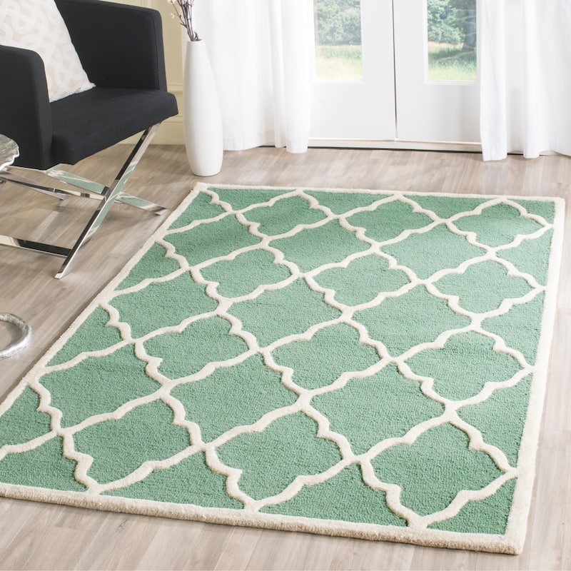 SAFAVIEH Handmade Cambridge Tinca Modern Moroccan Wool Rug - 3' x 5' - Teal/Ivory