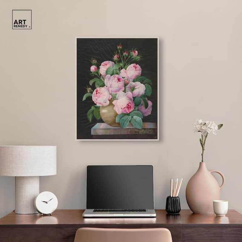 Pink Roses in a Vase Canvas by Art Remedy