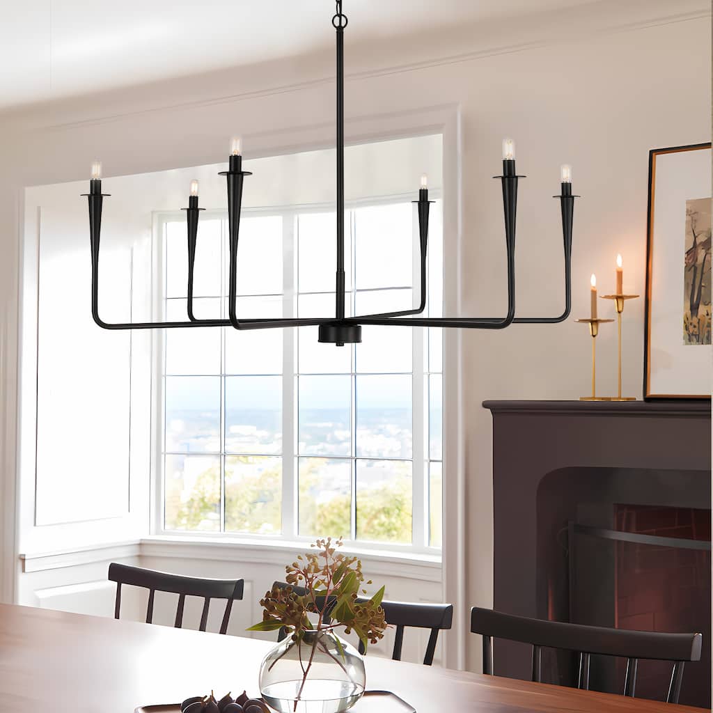 6-Light Modern French 43.5" Candle Iron Chandelier Pendant Lighting