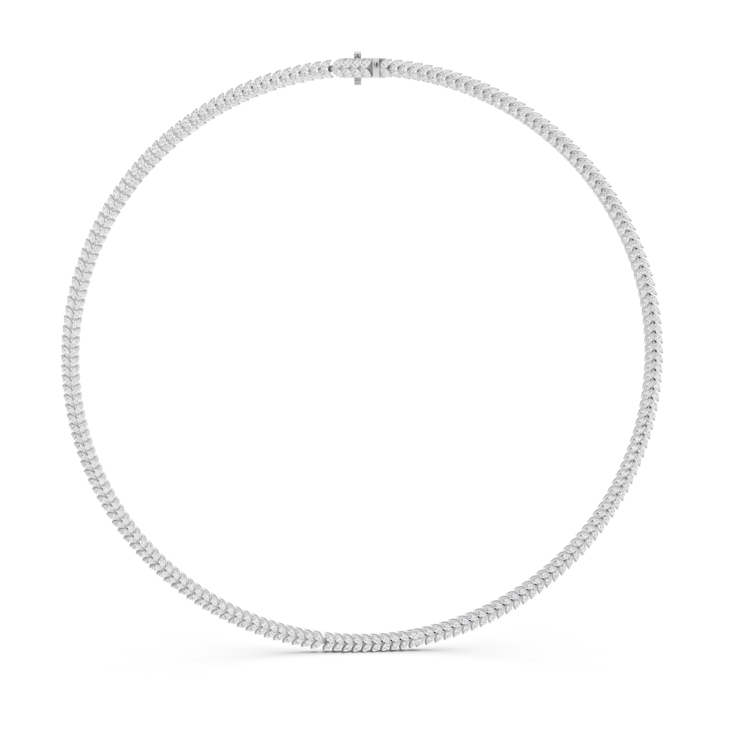 Auriya 14K Gold Lab Grown Marquise Chevron Diamond Tennis Necklace 10 1/3 ct. tw. (F-G VS)