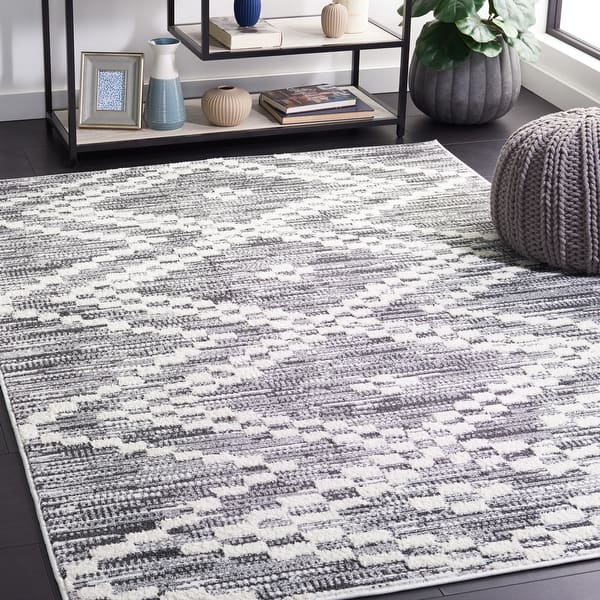 slide 2 of 29, SAFAVIEH Alamo Nagehan Rustic Boho Rug 8' x 10' - Charcoal/Ivory - Rectangle