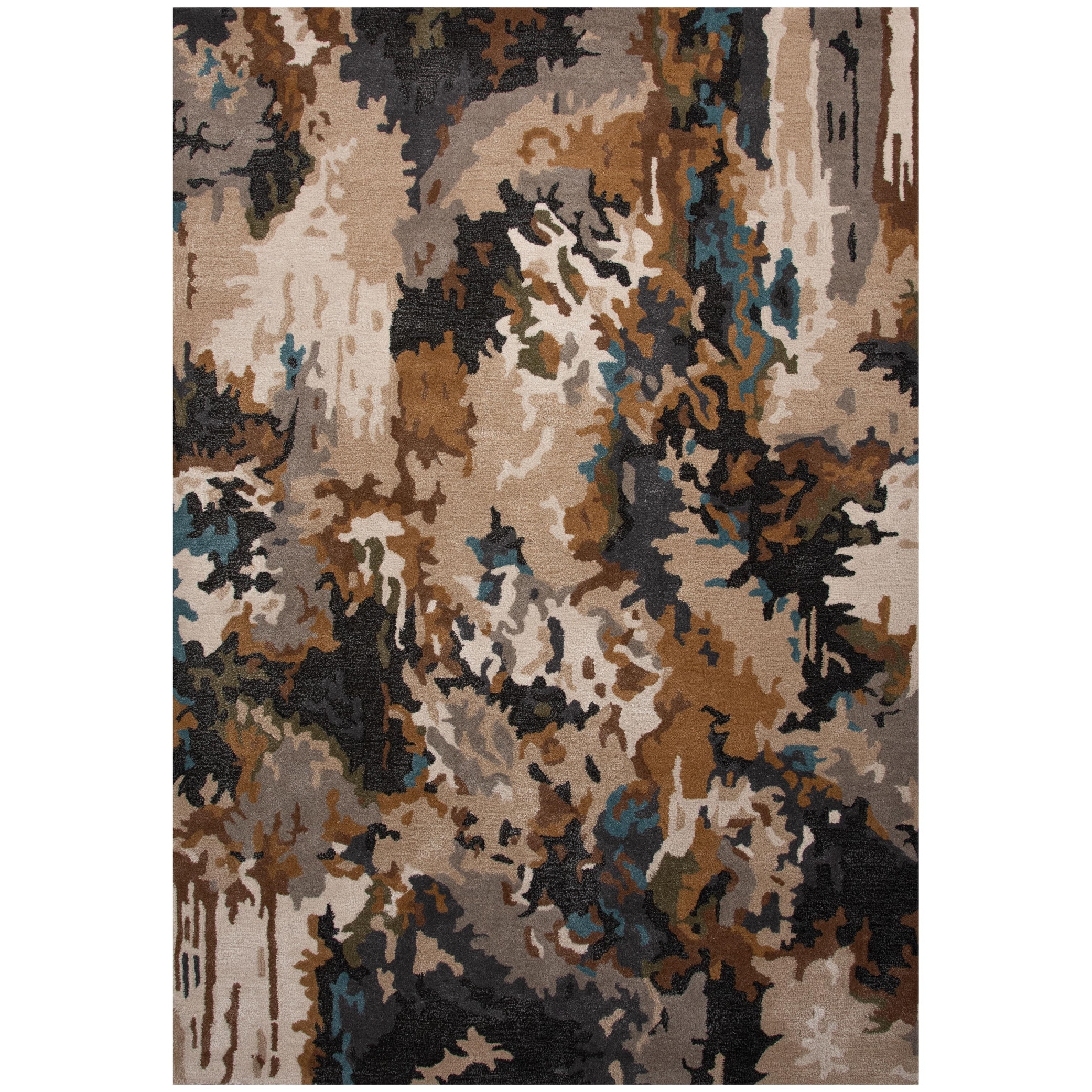 Alora Decor Brisk Abstract Hand-tufted Wool Blend Abstract Brown and Teal Rug