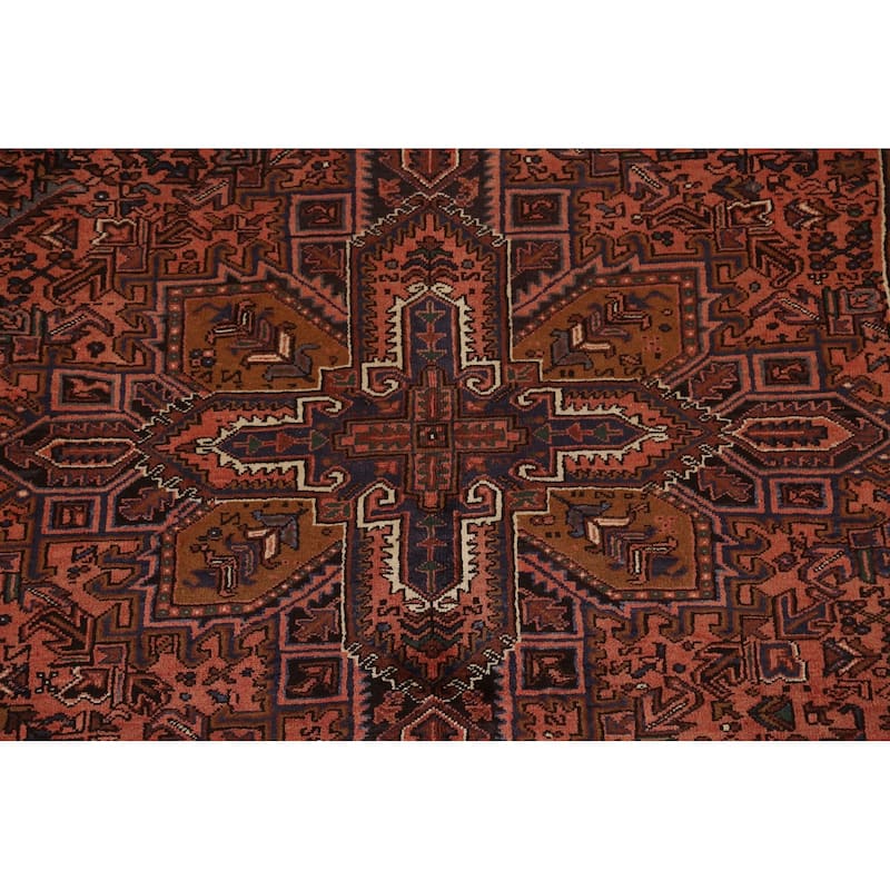 Vintage Traditional Geometric Heriz Persian Wool Area Rug Hand-knotted - 6'9" x 9'9"