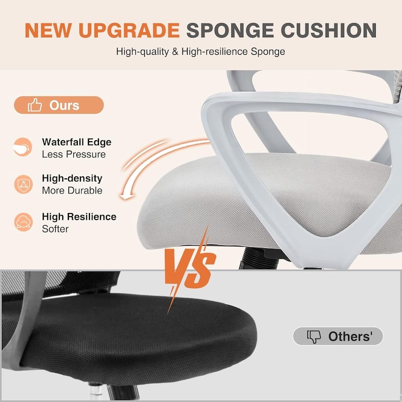 Ergonomic Mesh Office Chair, Mid-Back Mesh Rolling Work Swivel Chairs with Wheels, Lumbar Support, Swivel Computer Task Chair