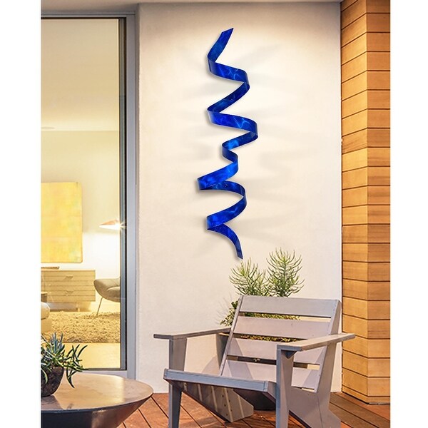 Jon Allen Metal Art Wall Accent Sculpture Wave 3D Abstract Red Blue Yellow Decor 