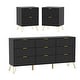 preview thumbnail 1 of 17, 9 Drawer Dresser and Night Stand Sets for Bedroom Set of 2 Black
