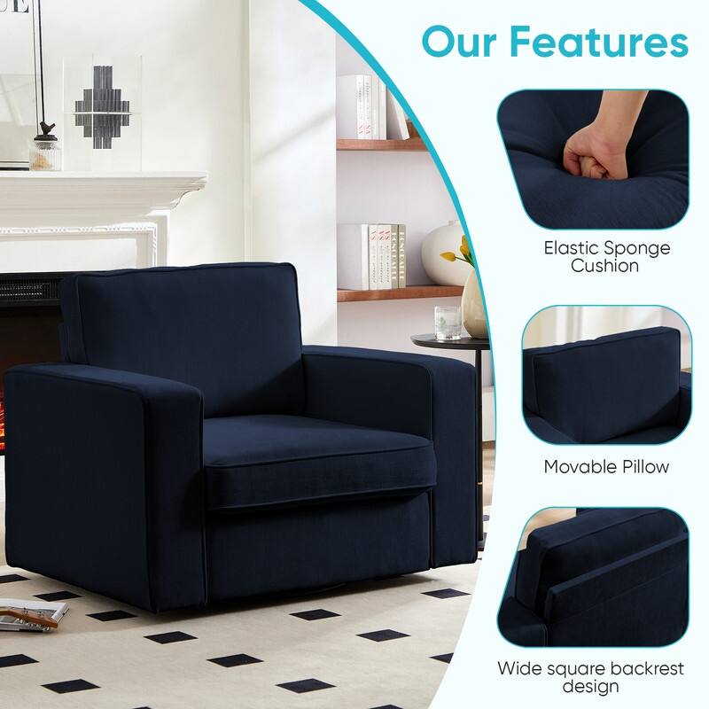 Mixoy Modern 360-degree Accent Swivel Chair,Chenille Upholstered Single Sofa Armchair