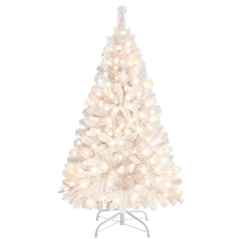 Yaheetech 4ft Pre-lit Black Tinsel Artificial Halloween Christmas Tree