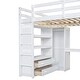 preview thumbnail 33 of 32, Bedroom Full Size Loft Bed with Built-in Wardrobe and Desk, Wood Bed Frame with Storage Shelves, Full-length Guardrail & Drawers