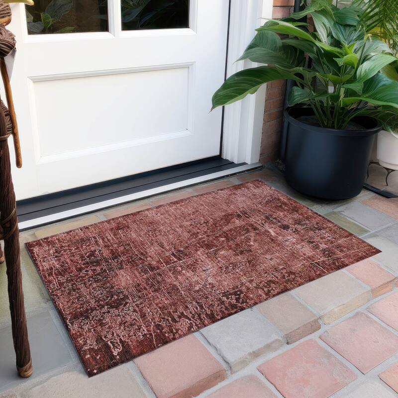 Machine Washable Indoor/ Outdoor Abstract Solid Chantille Rug