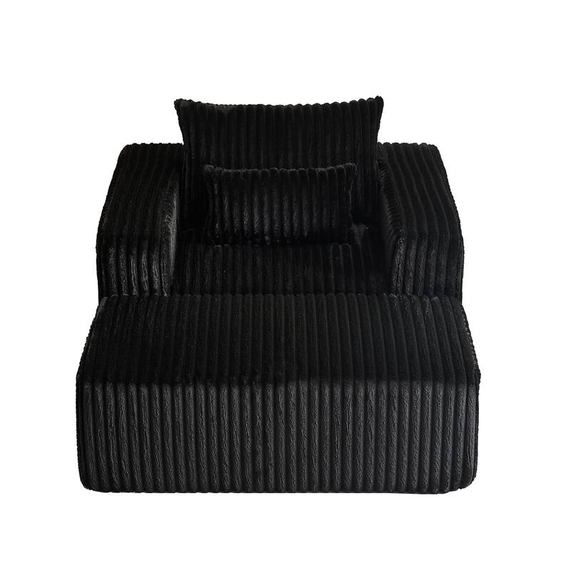 Modern 62.5" Corduroy Sponge Sofa with Removable Footrest, No Assembly Required, Cozy Sleeper Chair for Indoor Spaces