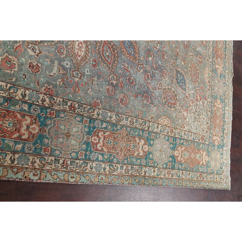 Distressed Floral Tabriz Persian Area Rug Hand-knotted Wool Carpet - 7'9" x 10'8"