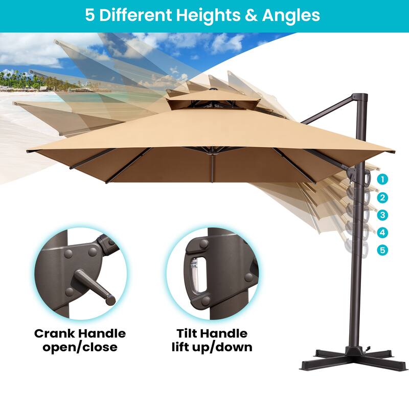 Pellebant 10 X 13 Ft Outdoor Patio Cantilever Umbrella with Base